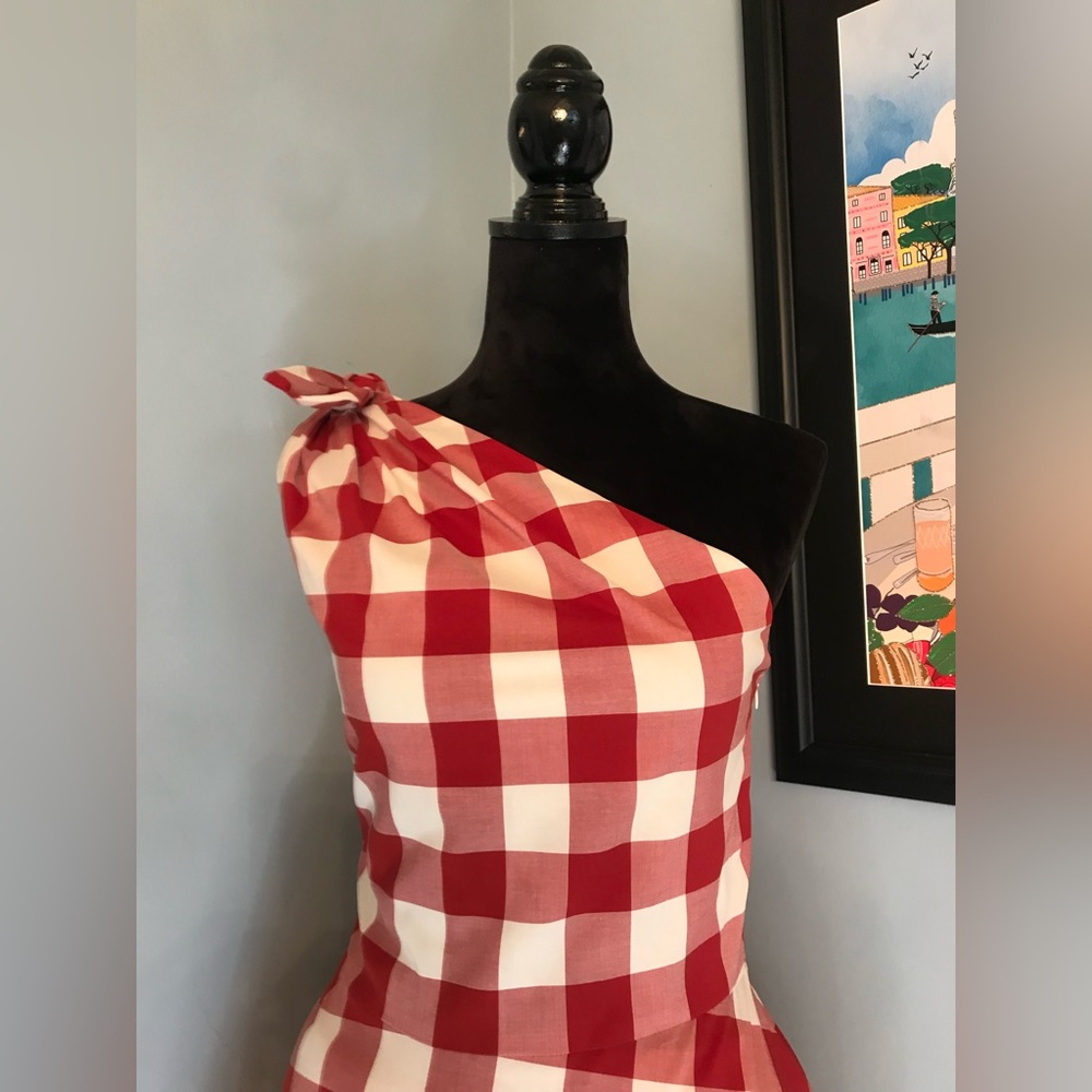 Kate Spade New York NWT Red and White Gingham Lava Falls Midi Dress Sz 14 - Picture 2 of 15